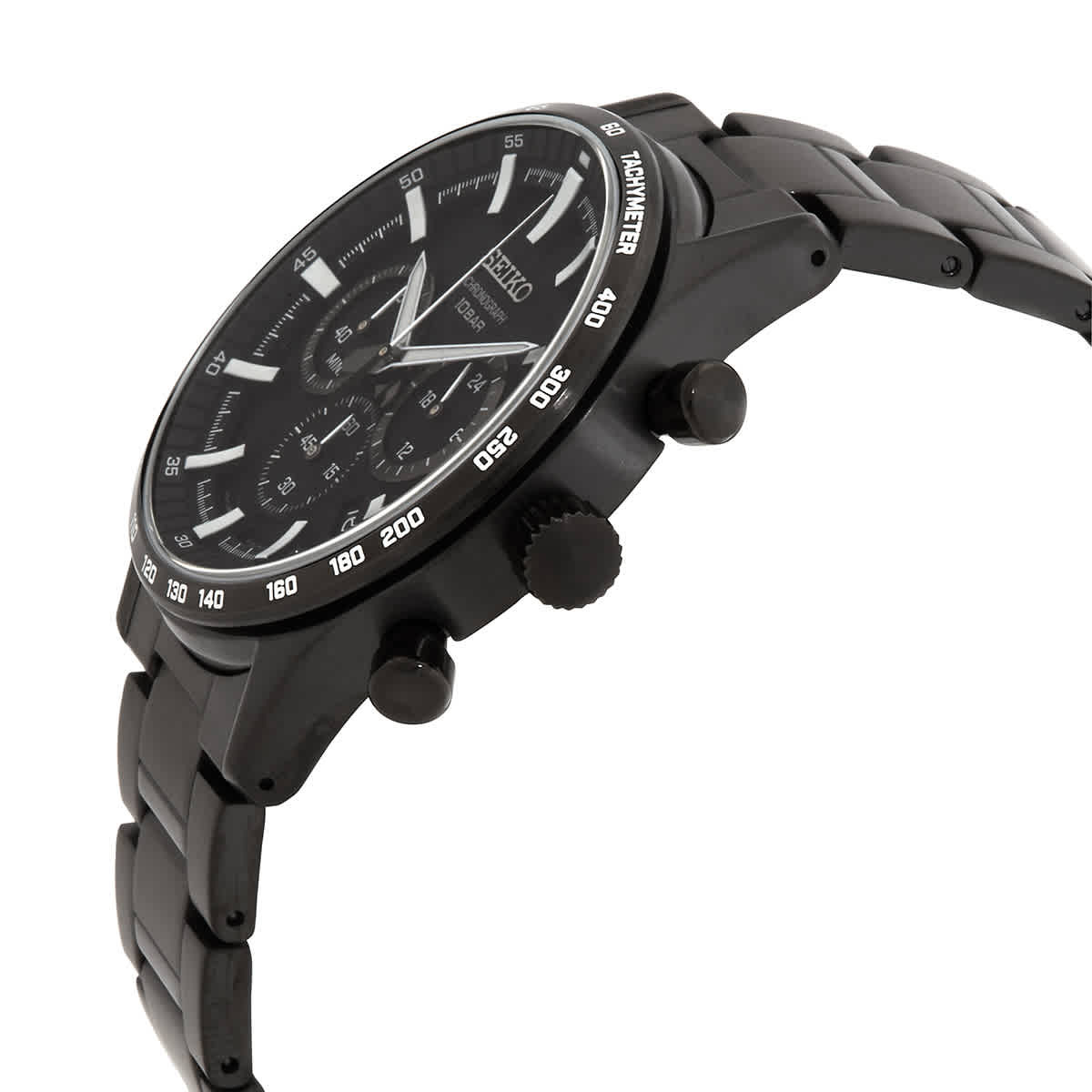 Seiko Chronograph Quartz Black Dial Mens Watch SSB415P1