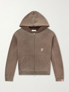 Cherry Los Angeles - Logo-Embroidered Paint-Splattered Cotton-Jersey Hoodie - Brown