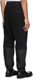 JERIH Black Denim & Nylon Cuffed Pants