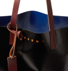 MARNI - Leather-Trimmed Colour-Block Coated-Canvas Tote Bag - Brown