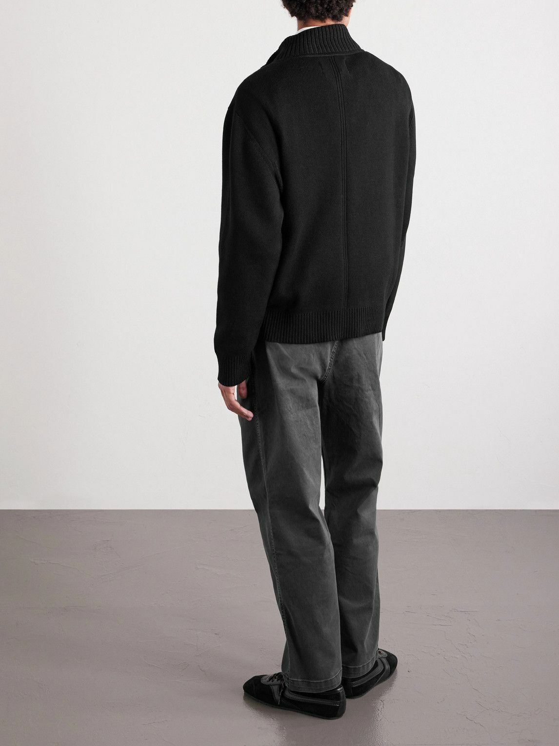 Corridor - Straight-Leg Garment-Dyed Stretch-Cotton Twill Trousers - Black