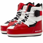 Moon Boot Women's Mid Sneaker Boots in White/Red/Black