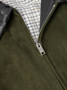 Bottega Veneta - Intrecciato Leather-Trimmed Suede Bomber Jacket - Green
