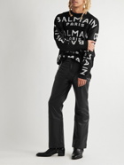 Balmain - Logo-Intarsia Cotton-Blend Sweater - Black