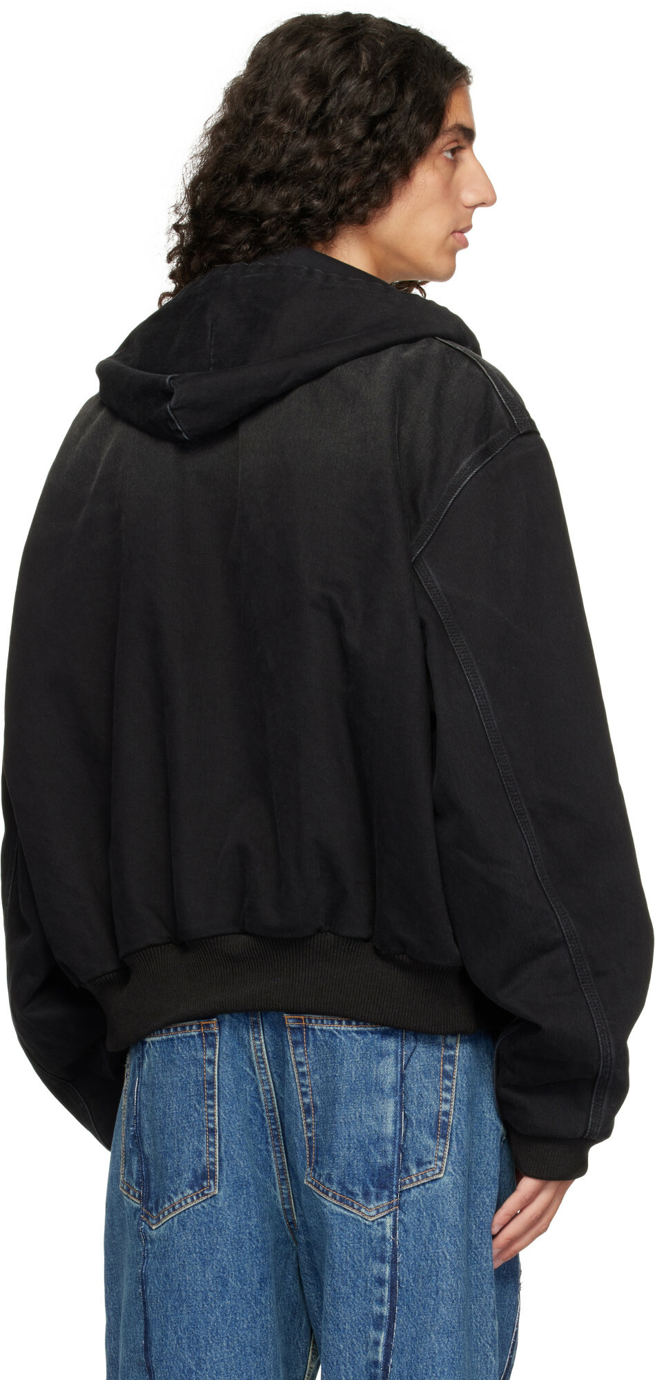 VETEMENTS Black Denim Workwear Bomber Jacket