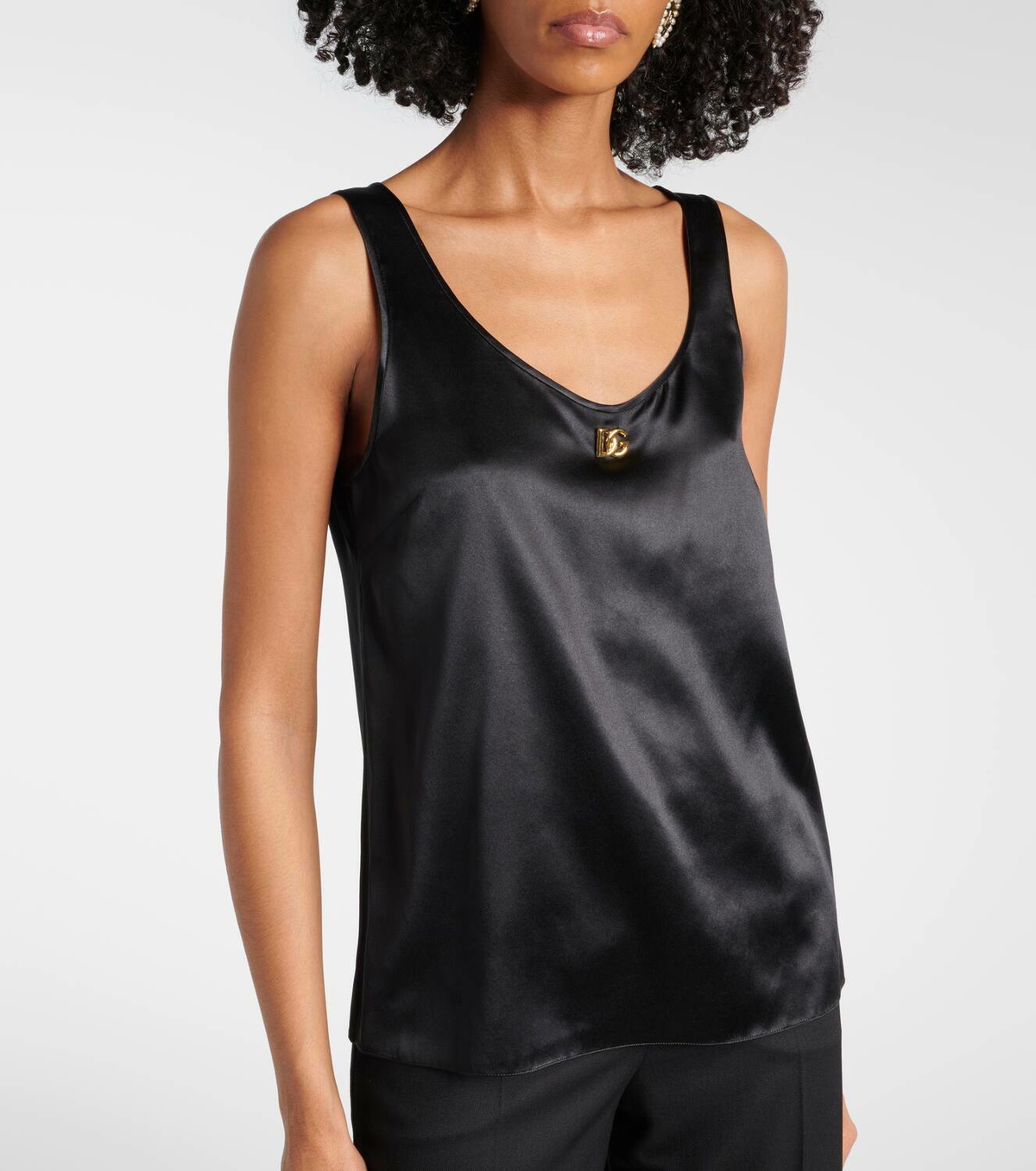 Dolce&Gabbana DG silk-blend satin tank top