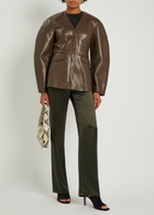 Nanushka Erina Darted Faux Leather Jacket Chocolate