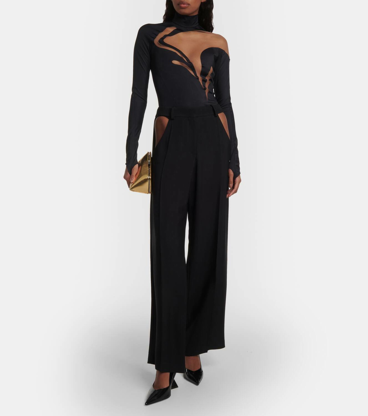 Mugler Swirly mesh-paneled bodysuit Mugler