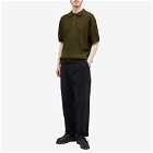 Beams Plus Men's Cable Knit Polo Shirt in Olive