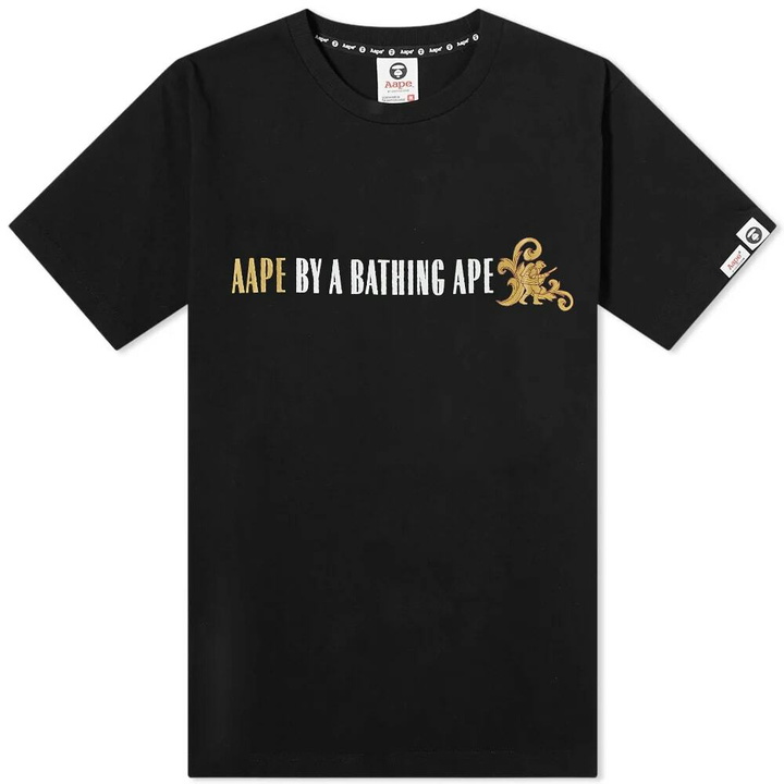 Photo: AAPE Men's Gold T-Shirt in Black