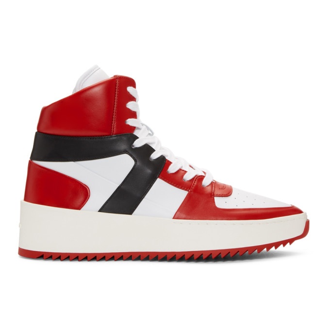 Photo: Fear of God Red and White B-Ball High-Top Sneakers