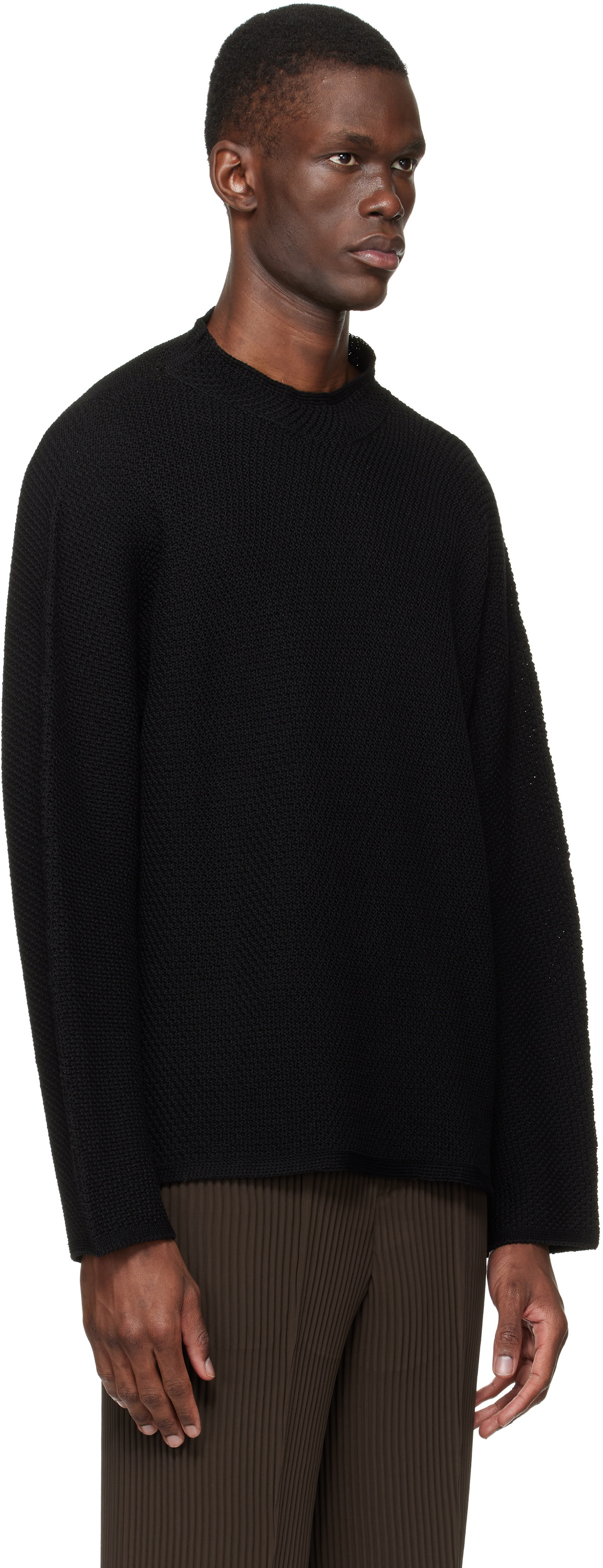 HOMME PLISSÉ ISSEY MIYAKE Black Rustic Knit Sweater