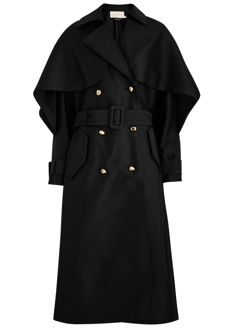 Zimmermann Cape Wool-blend Trench Coat Black