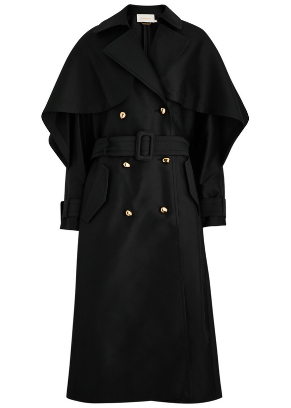 Photo: Zimmermann Cape Wool-blend Trench Coat Black