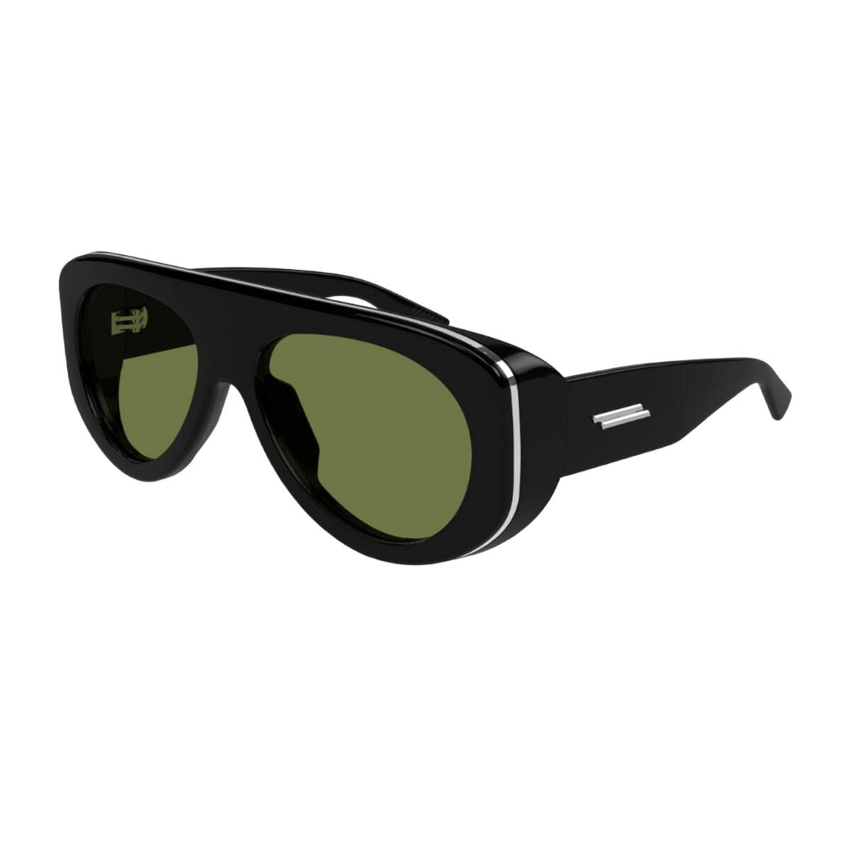 Bottega Veneta Eyewear Bottega Veneta Bv1362s Linea Ribbon Bv1362s 006 Black Green Sunglasses