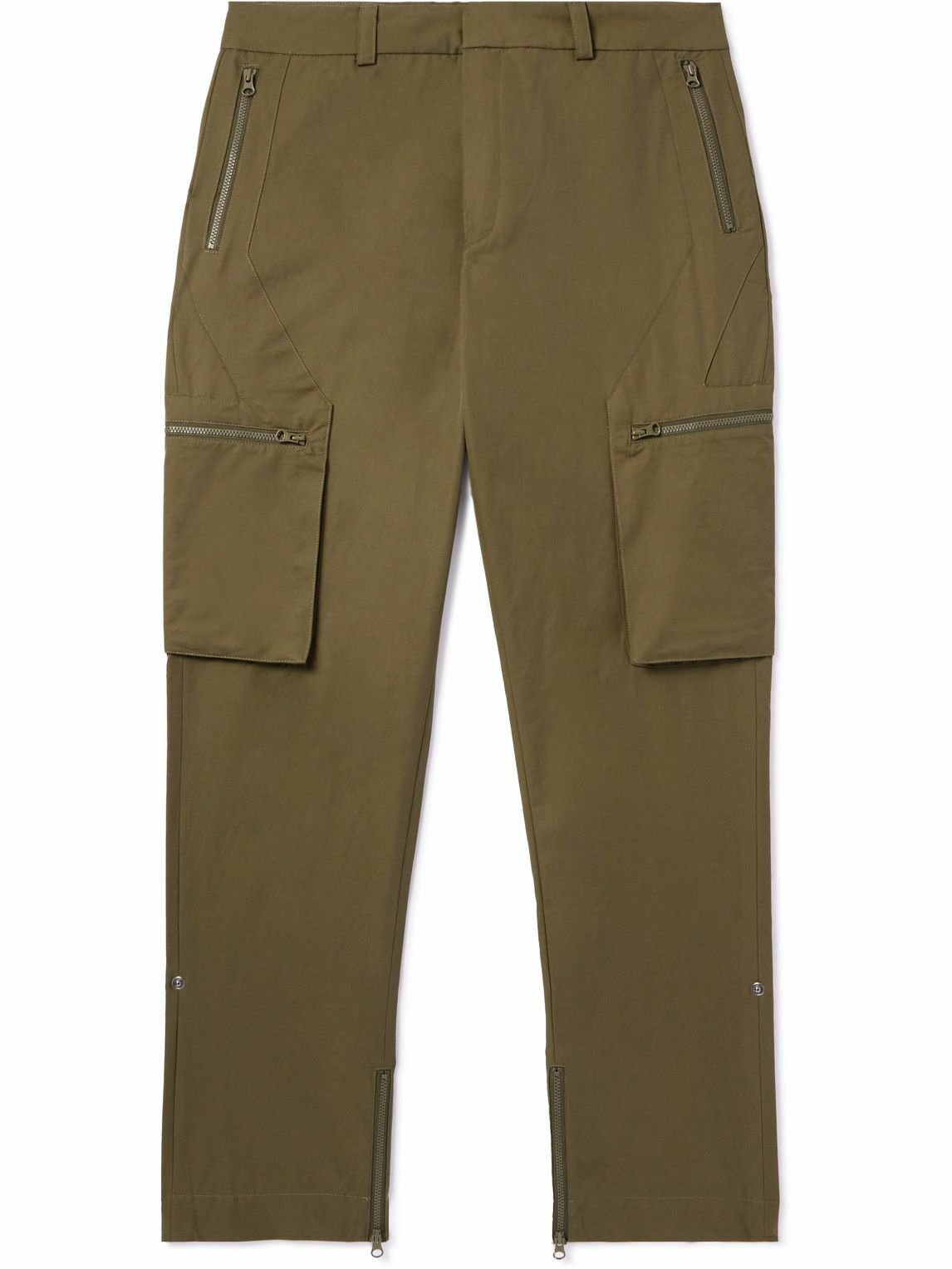 SAIF UD DEEN - Holster Straight-Leg Panelled Cotton-Blend Canvas Cargo Trousers - Green