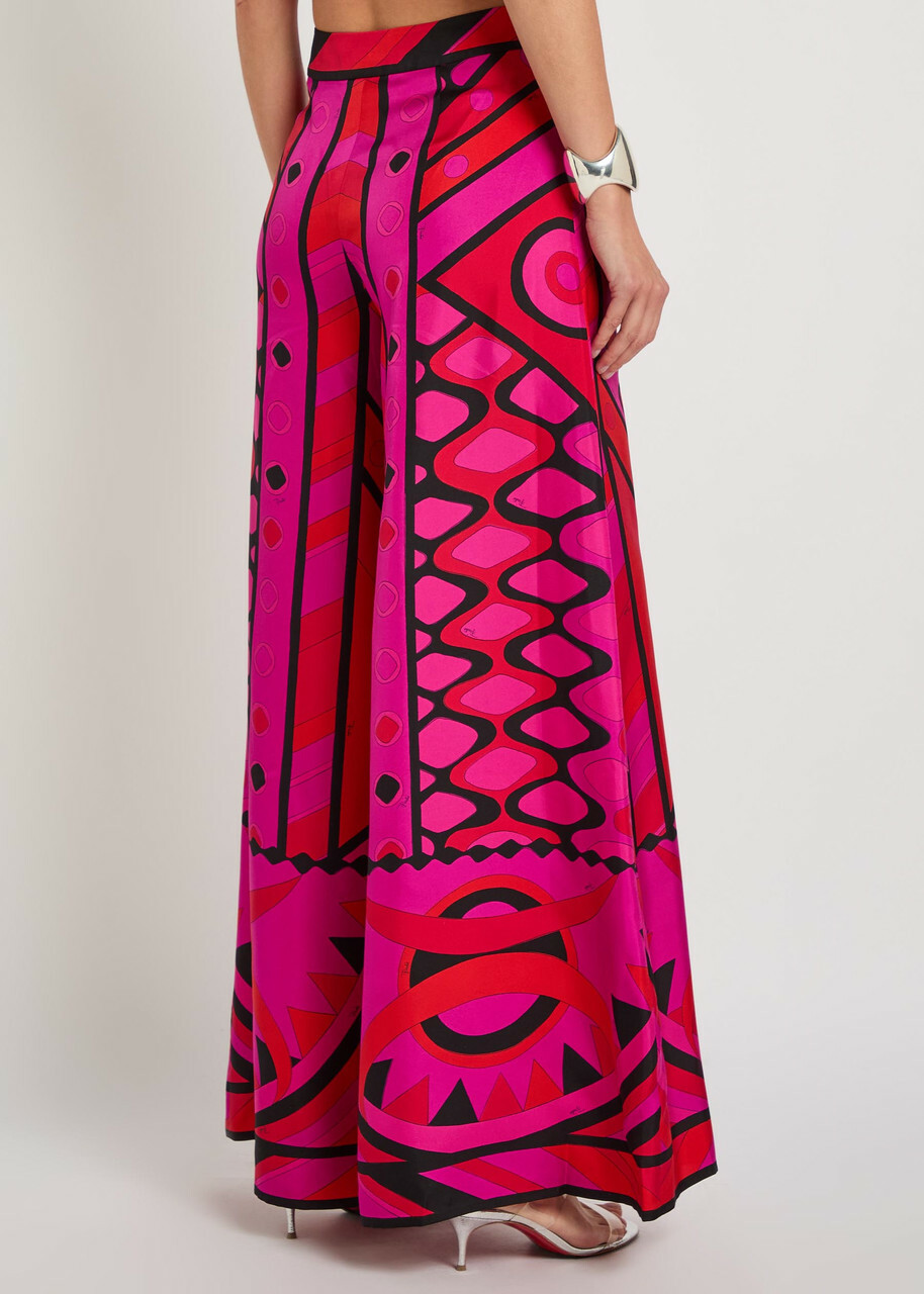 Pucci Printed Wide-leg Silk Trousers Pink