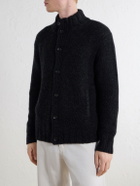 N.PEAL - Shearling-Trimmed Cashmere Cardigan - Gray
