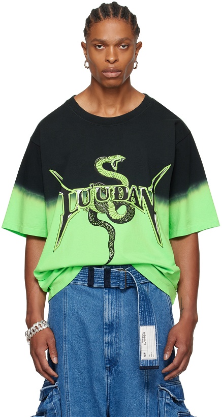 Photo: LU'U DAN Black & Green Metal Head T-Shirt