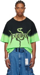 LU'U DAN Black & Green Metal Head T-Shirt
