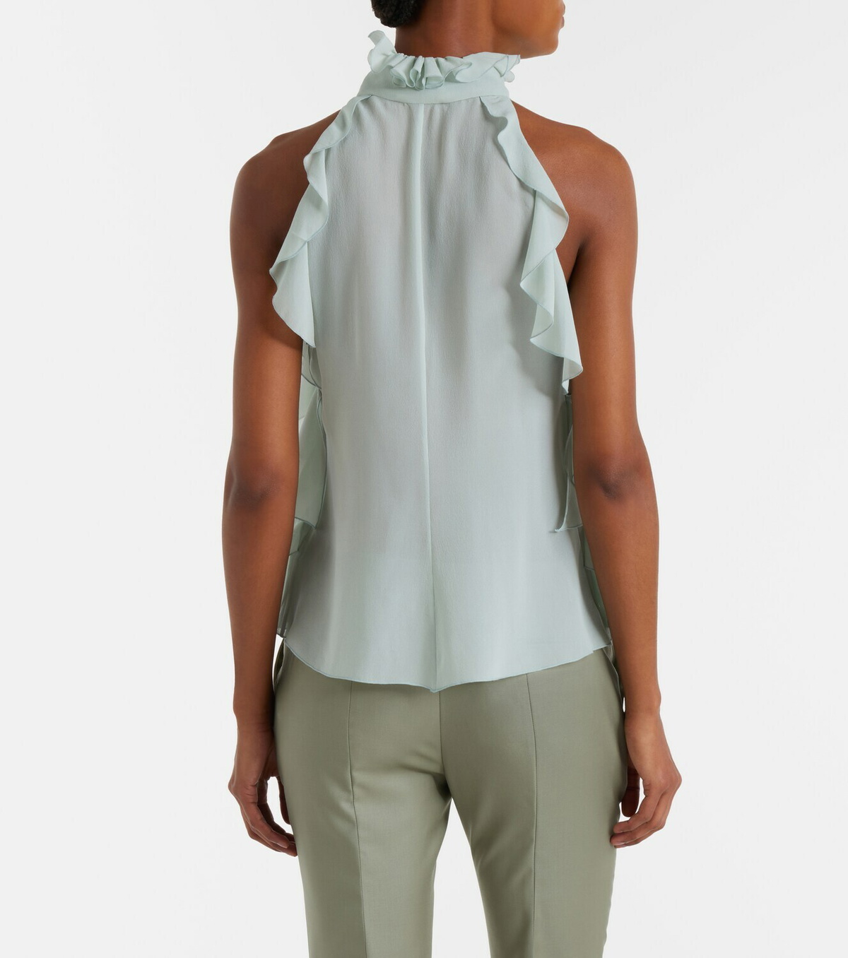 McQueen Ruffled silk chiffon top