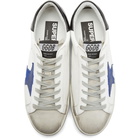 Golden Goose White and Blue Superstar Sneakers