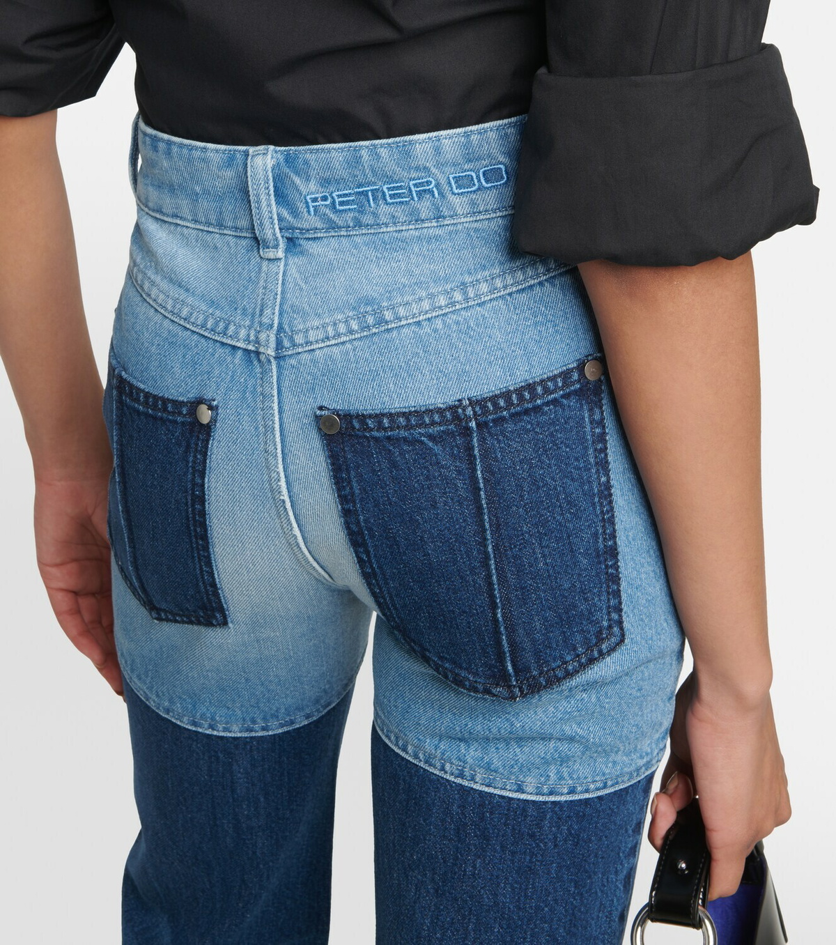 Peter Do Patchwork high-rise straight jeans