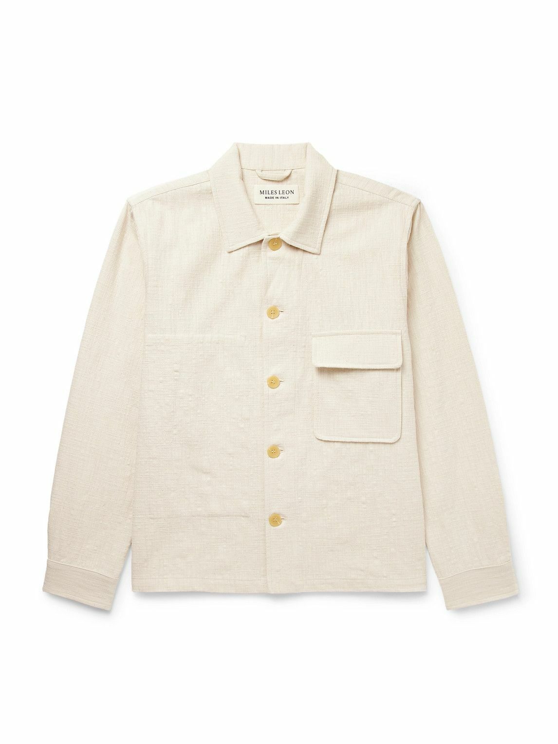 MILES LEON - Garden Slub Cotton-Canvas Shirt Jacket - Neutrals