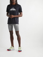 Nike Running - Trail Ripstop-Trimmed Logo-Print Dri-FIT Tights - Gray