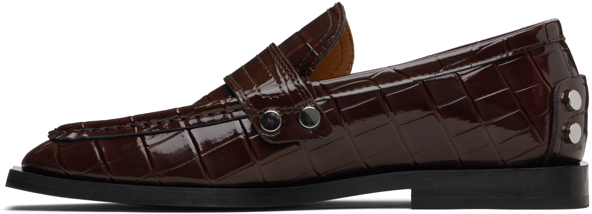 GANNI Brown Studded Loafers