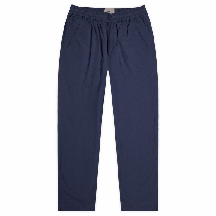 Photo: Folk Men's Drawcord Assembly Pants in Navy Summer Twill