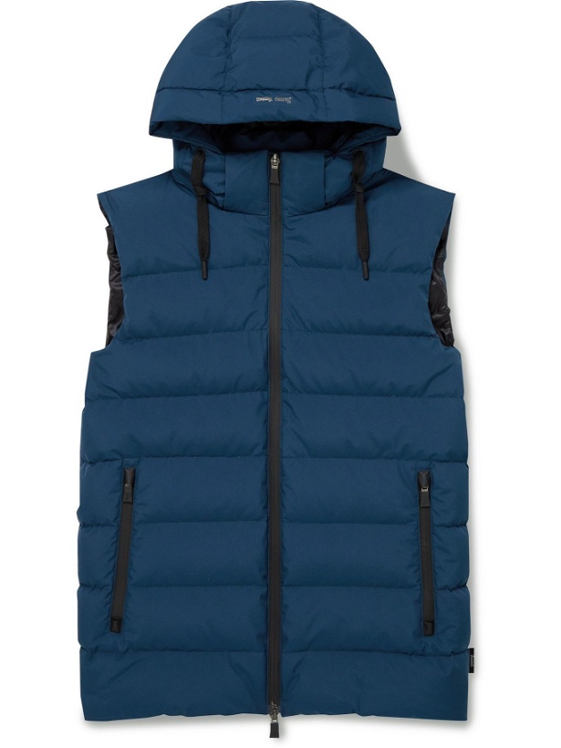 Photo: Herno Laminar - Slim-Fit Quilted GORE-TEX WINDSTOPPER Hooded Down Gilet - Blue