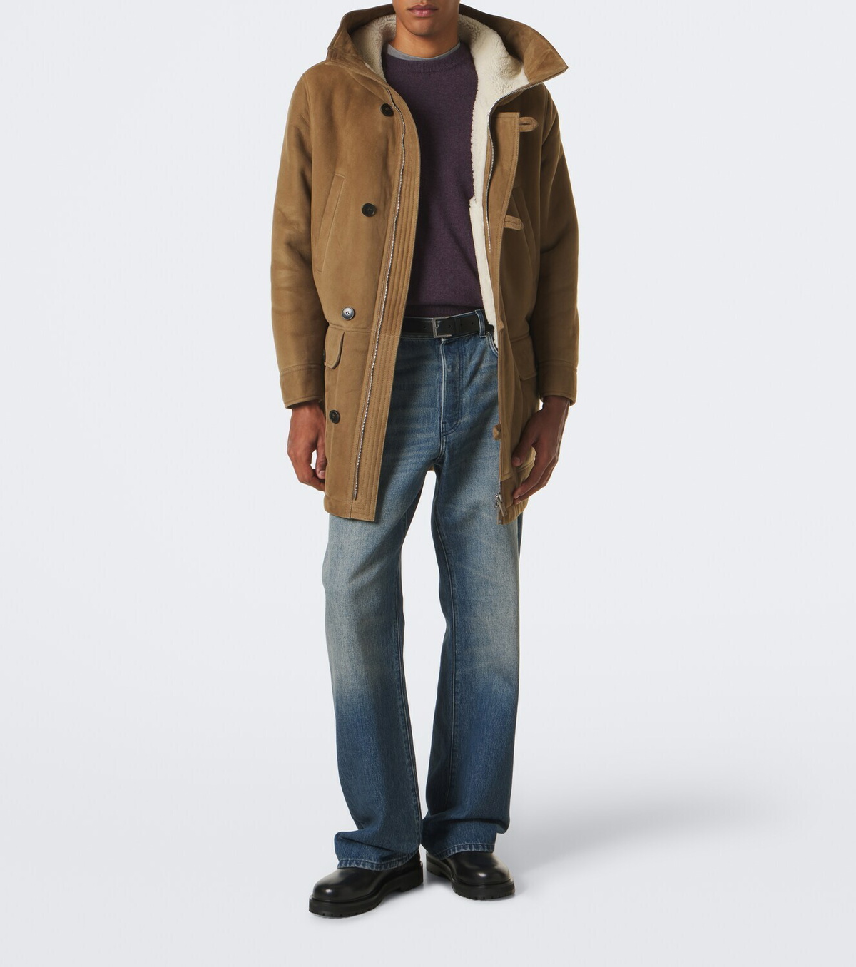 Yves Salomon Hooded shearling-lined suede parka