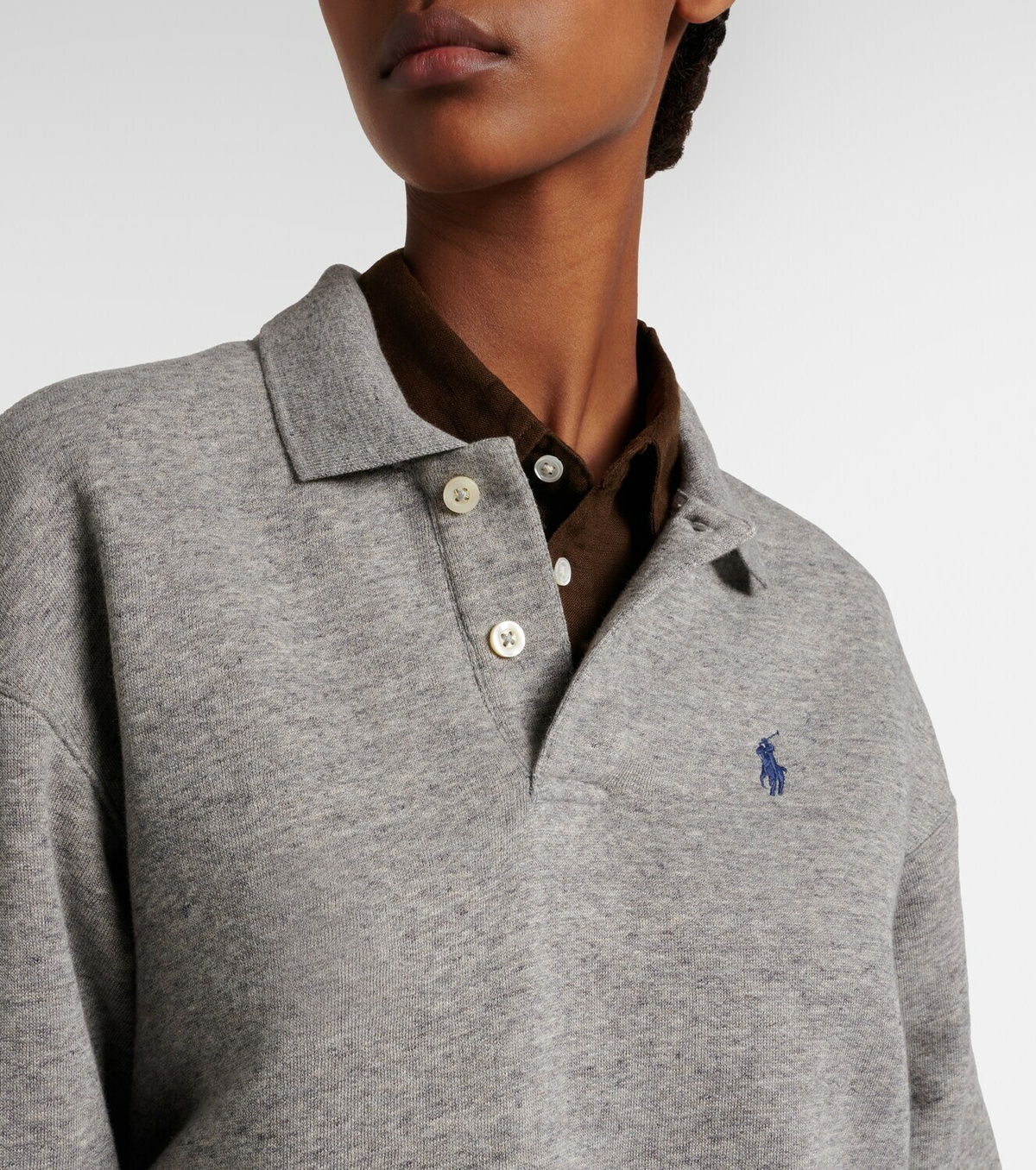 Polo Ralph Lauren Logo cotton-blend fleece polo sweatshirt
