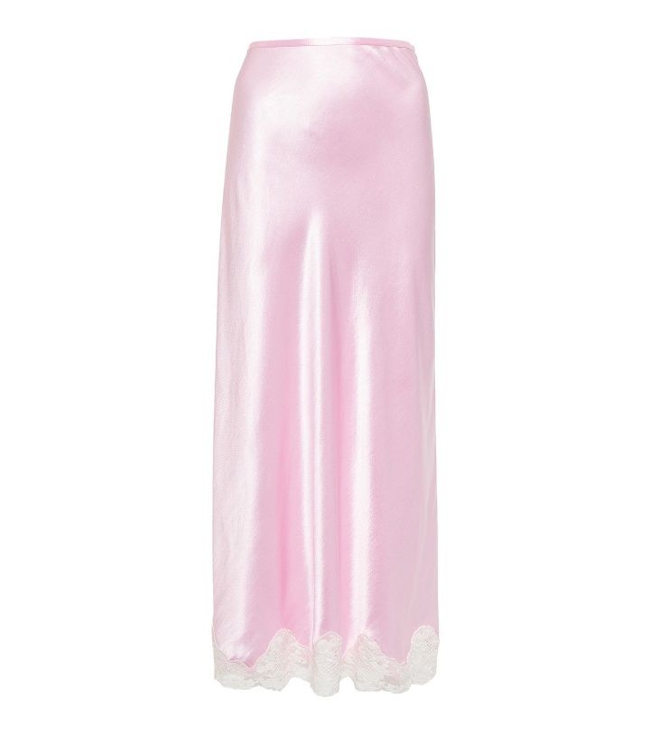 Photo: Rixo Crystal lace-trim satin midi skirt