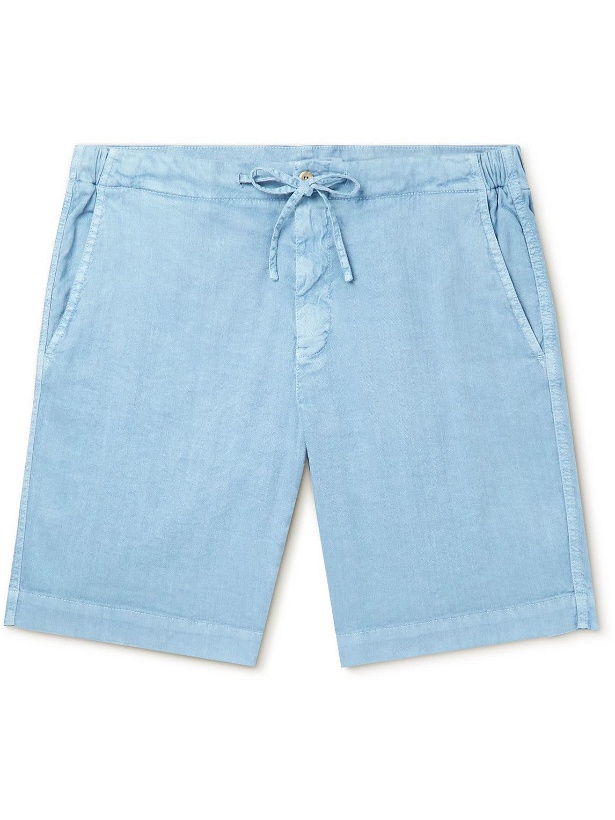 Photo: Loro Piana - Straight-Leg Linen-Blend Twill Drawstring Shorts - Blue