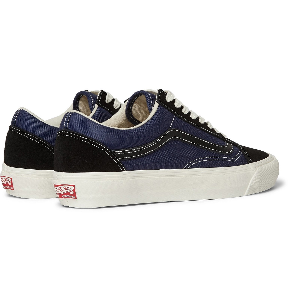 Vans - OG Old Skool LX Leather-Trimmed Suede and Canvas Sneakers - Blue ...