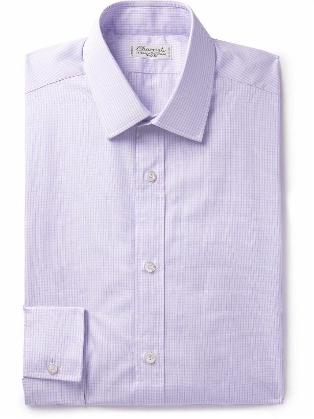 Photo: Charvet - Checked Cotton-Poplin Shirt - Purple