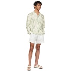 COMMAS Off-White Linen Palm Leaf Camp Collar Shirt