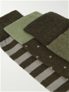 Kingsman - Three-Pack Patterned Cotton-Blend Socks - Green