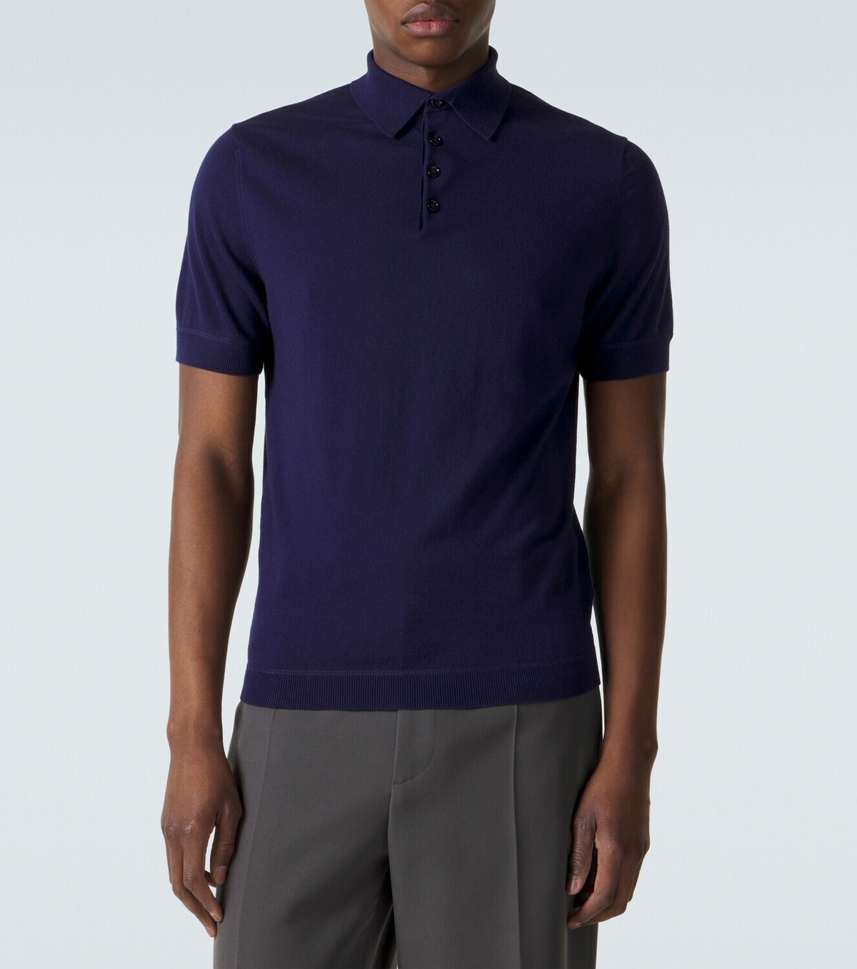Allude Cotton, silk, and cashmere polo shirt