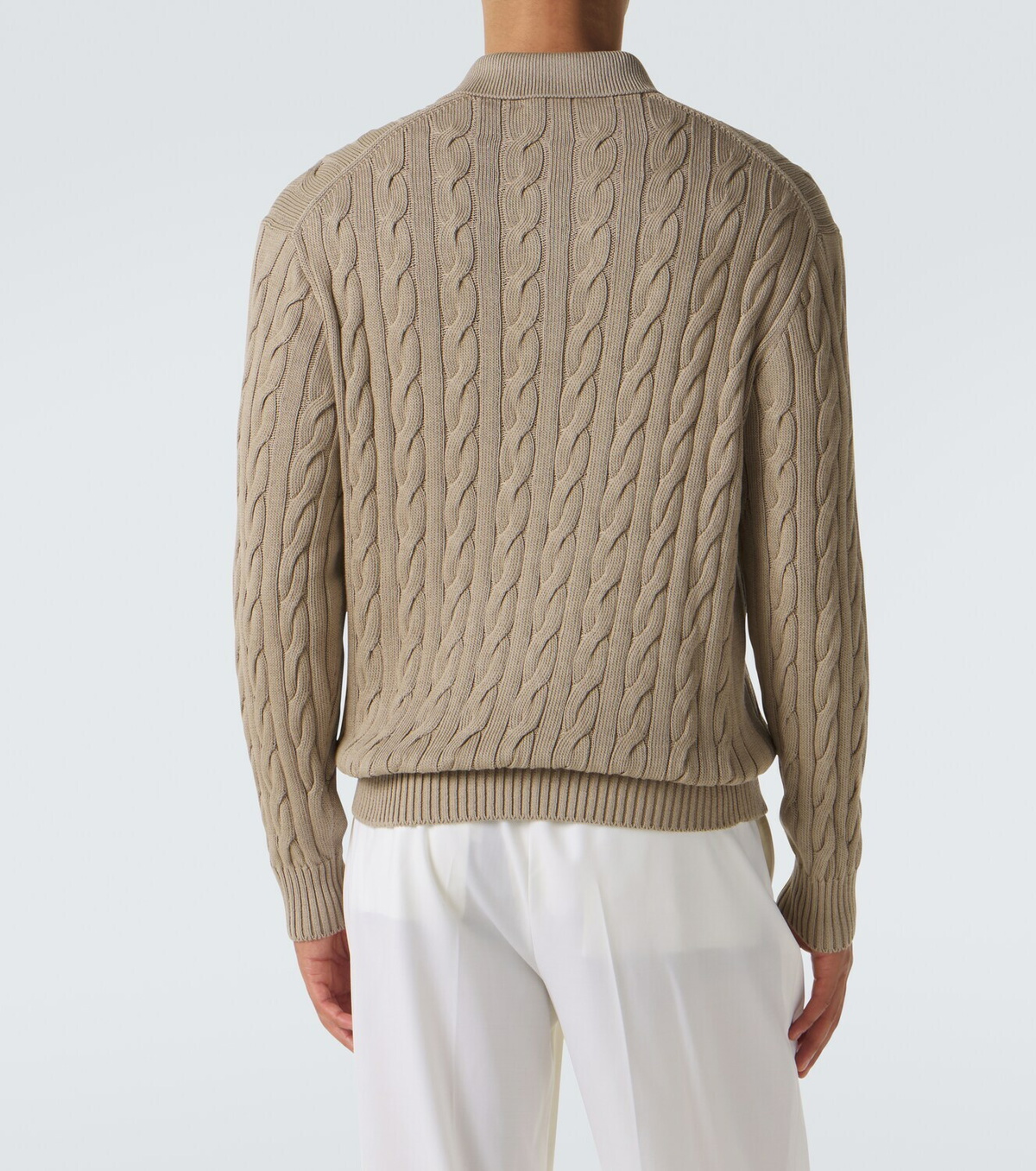Ralph Lauren Purple Label Cable-knit cotton and silk polo sweater