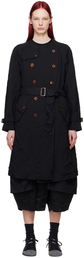 Photo: Black Comme des Garçons Black Double-Breasted Trench Coat