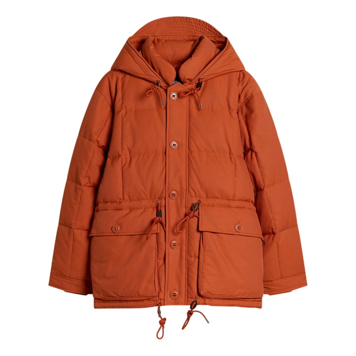 Photo: FrizmWORKS Men's Karakoram Down Parka Jacket in Orange