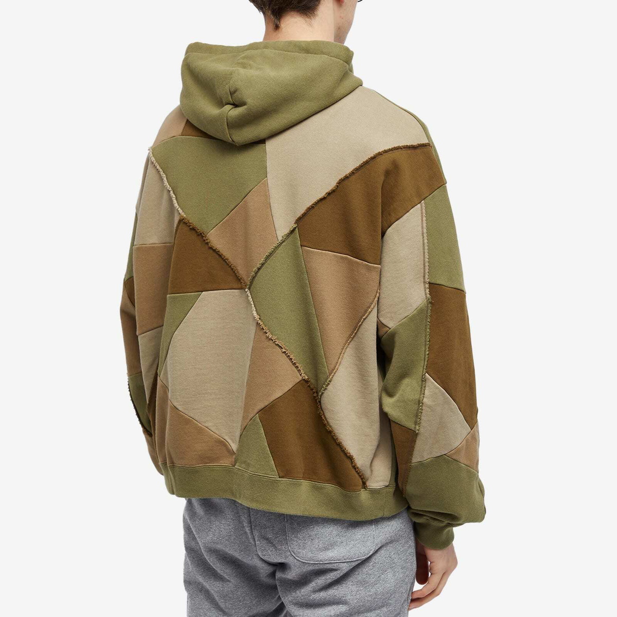 John Elliott Men's Quilted Full Zip Hoodie in Olive John Elliott