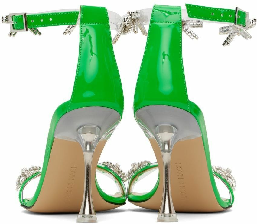 MACH & MACH Green 'Floating Crystal Bow' Heeled Sandals MACH & MACH