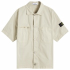 Stone Island Men's Stretch-TC Garment Dyed Short Sleeve Overshirt in Plaster