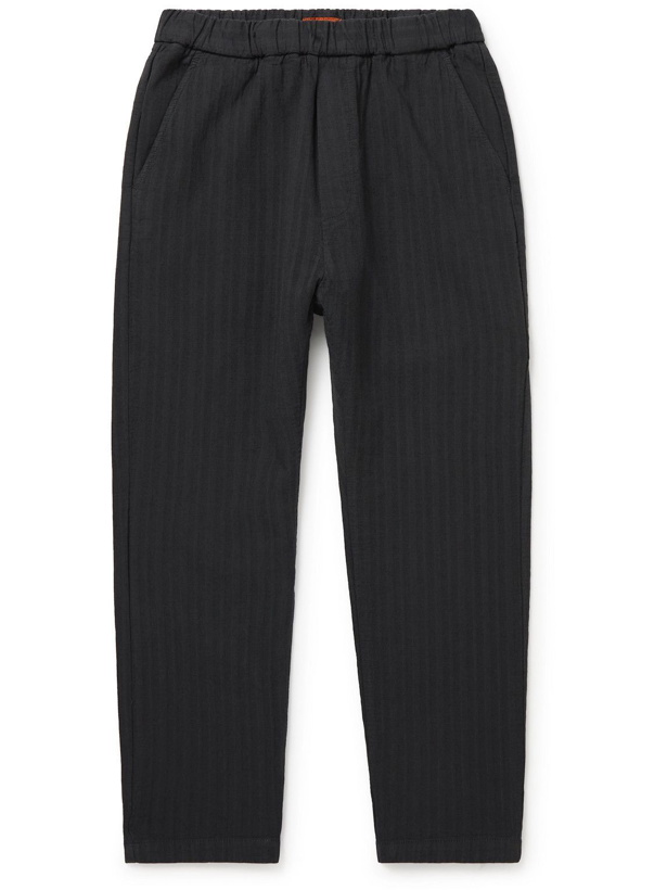 Photo: Barena - Arenga Striped Herringbone Cotton-Blend Trousers - Gray