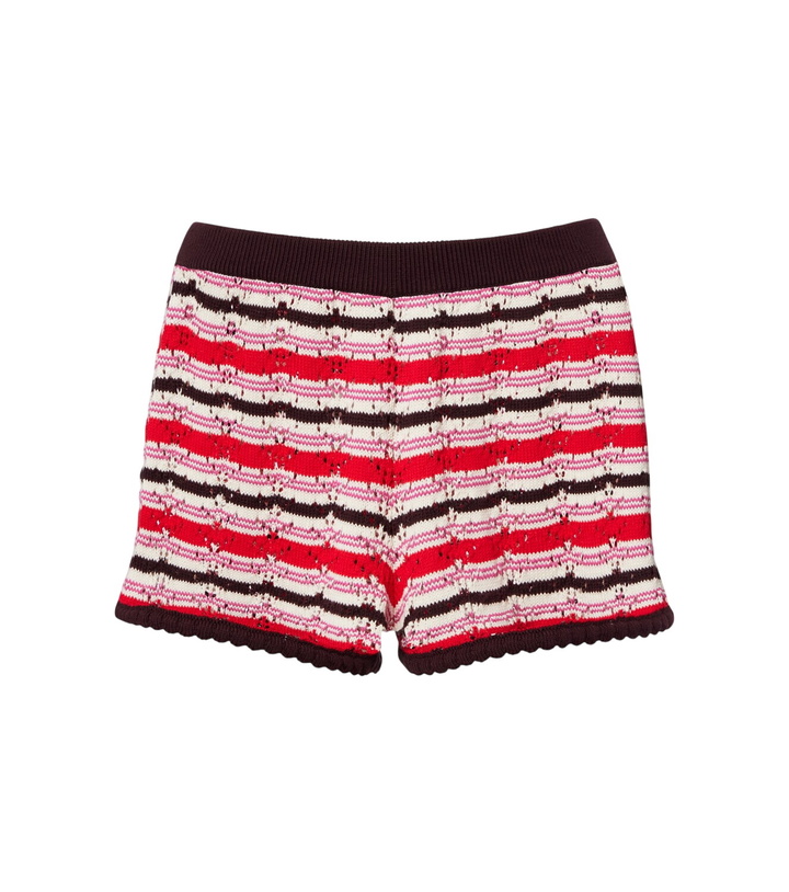 Photo: The Attico Striped crochet cotton shorts