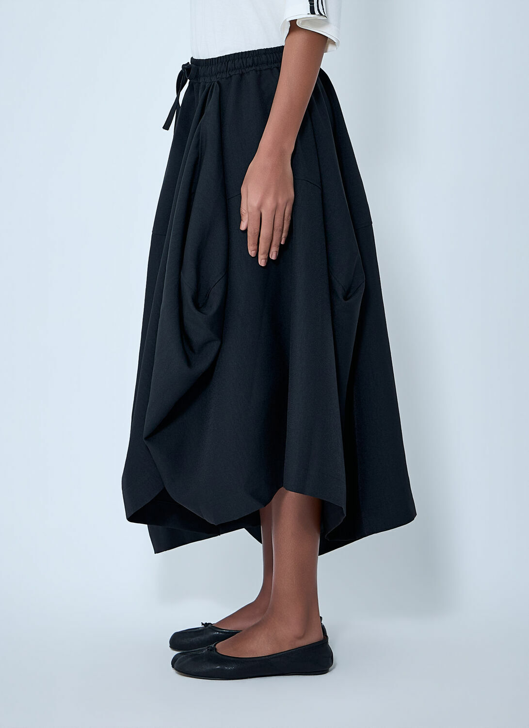 Y-3 Asymmetric Gathered Midi Skirt